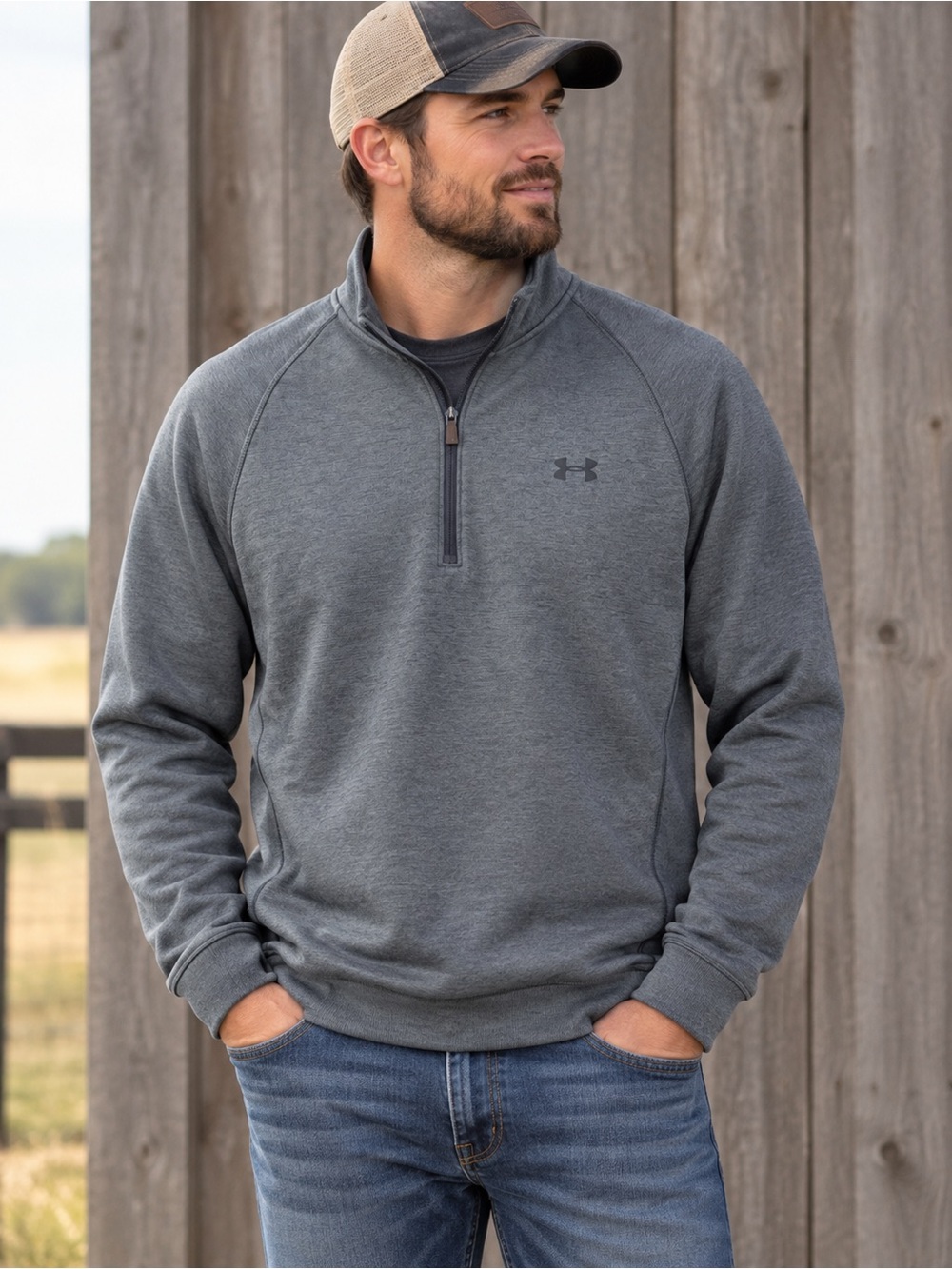 Under Armour Men’s Half-Zip Sweater - Heather Charcoal